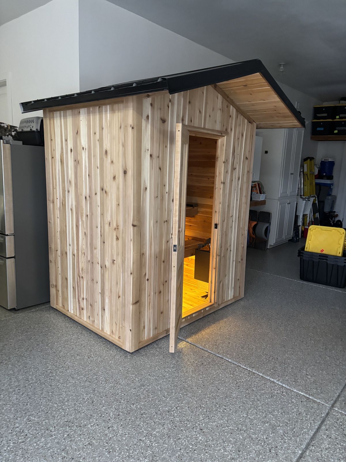 Cedar sauna installation